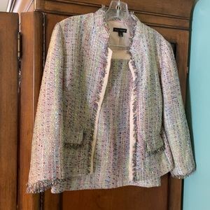 Multi color silk look suit